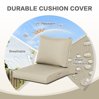 Outdoor Chair Cushions, Patio Deep Seat Cushions with Handle & Adjustable Straps - Khaki