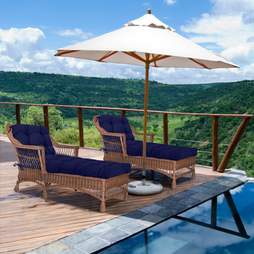 76"x22"x5.1" Polyester Tufted Chaise Lounge Cushion for Outdoor Wicker Chaise Lounge Use, 2 Packs - Dark Blue Aoodor 