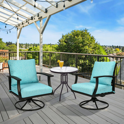 Waterproof Outdoor Deep Seat Cushion Set with Adjustable Straps & Removable Cover - Aruba Blue