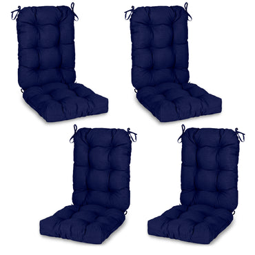 Outdoor Tufted High Back Cushions Patio Replacement Chair Cushion with Ties - Dark Blue