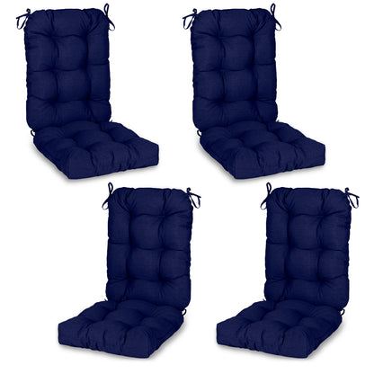 Outdoor Tufted High Back Cushions Patio Replacement Chair Cushion with Ties - Dark Blue