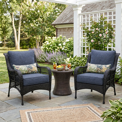 Outdoor Deep Seat Cushion Set with Lumbar Pillow, Patio Chair Back & Seat Cushions, Navy Blue