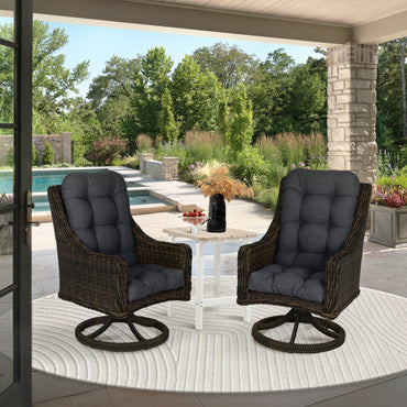 Outdoor High Back Tufted Adirondack Chair Cushion, Patio Rocking Chair Cushions with Ties, Set of 2, Dark Gray Aoodor 