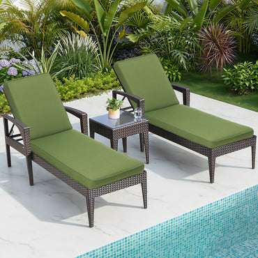 72x21x3 inch Patio Chaise Lounger Cushions Set of 2 - Green