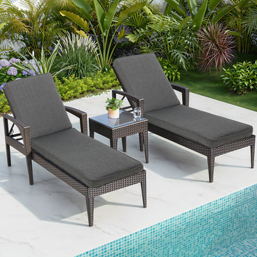 72x21x3 inch Patio Chaise Lounger Cushions Set of 2 - Charcoal