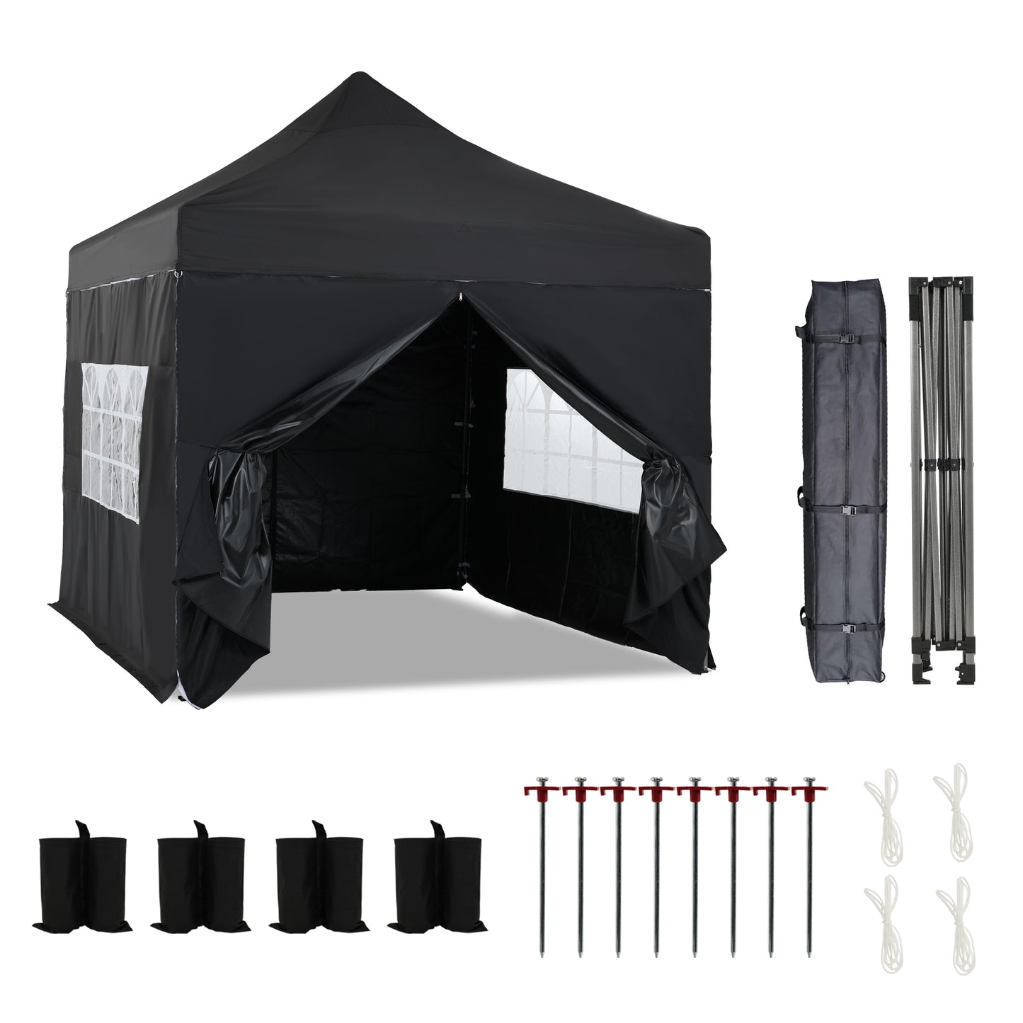 10x10 ft. Pop Up Canopy Tent with Windows Sidewalls and Wheeled Bag