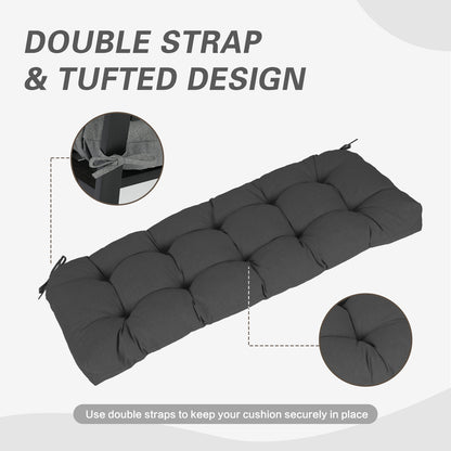 Outdoor Polyester Tufted Bench Cushion, Water & Fade Resistant, Dark Gray
