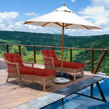 76"x22"x5.1" Polyester Tufted Chaise Lounge Cushion for Outdoor Wicker Chaise Lounge Use, 2 Packs - Red Aoodor 