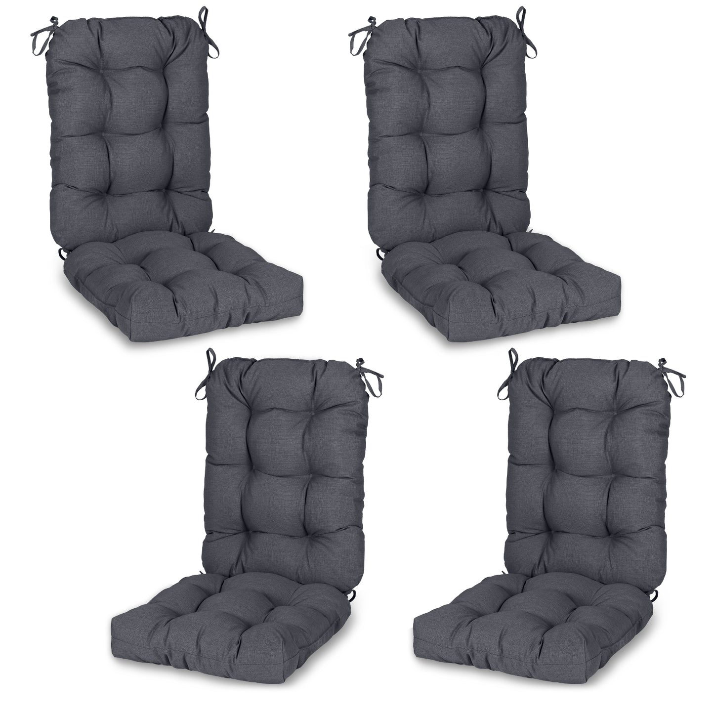 Tufted Outdoor High Back Chair Cushions Patio Replacement Cushion, Dark Gray
