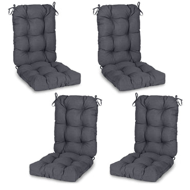 Tufted Outdoor High Back Chair Cushions Patio Replacement Cushion, Dark Gray