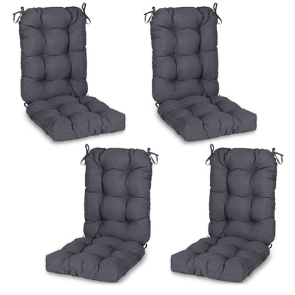 Tufted Outdoor High Back Chair Cushions Patio Replacement Cushion, Dark Gray