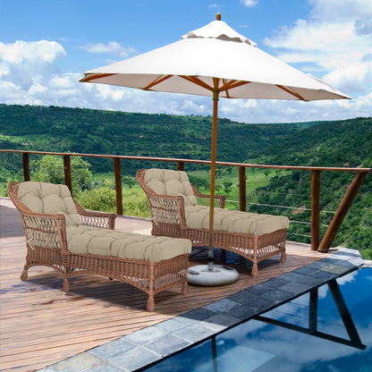76"x22"x5.1" Polyester Tufted Chaise Lounge Cushion for Outdoor Wicker Chaise Lounge Use, 2 Packs - Khaki