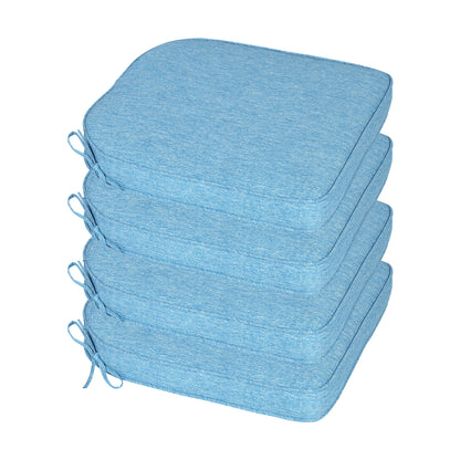 Outdoor Dining Chair Cushions Set, Patio Chair Pads with Ties, Lake Blue
