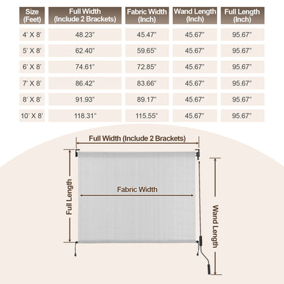 Patio Roller Shade, HDPE Fabric Outdoor Cordless Roll Up Blind with UV Protection