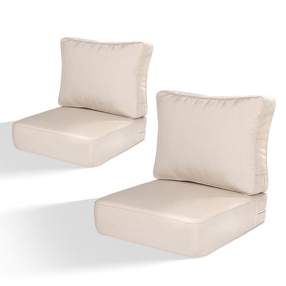 Premium Sunbrella Fabric Outdoor Patio Chair Cushions Set, Canvas Flax