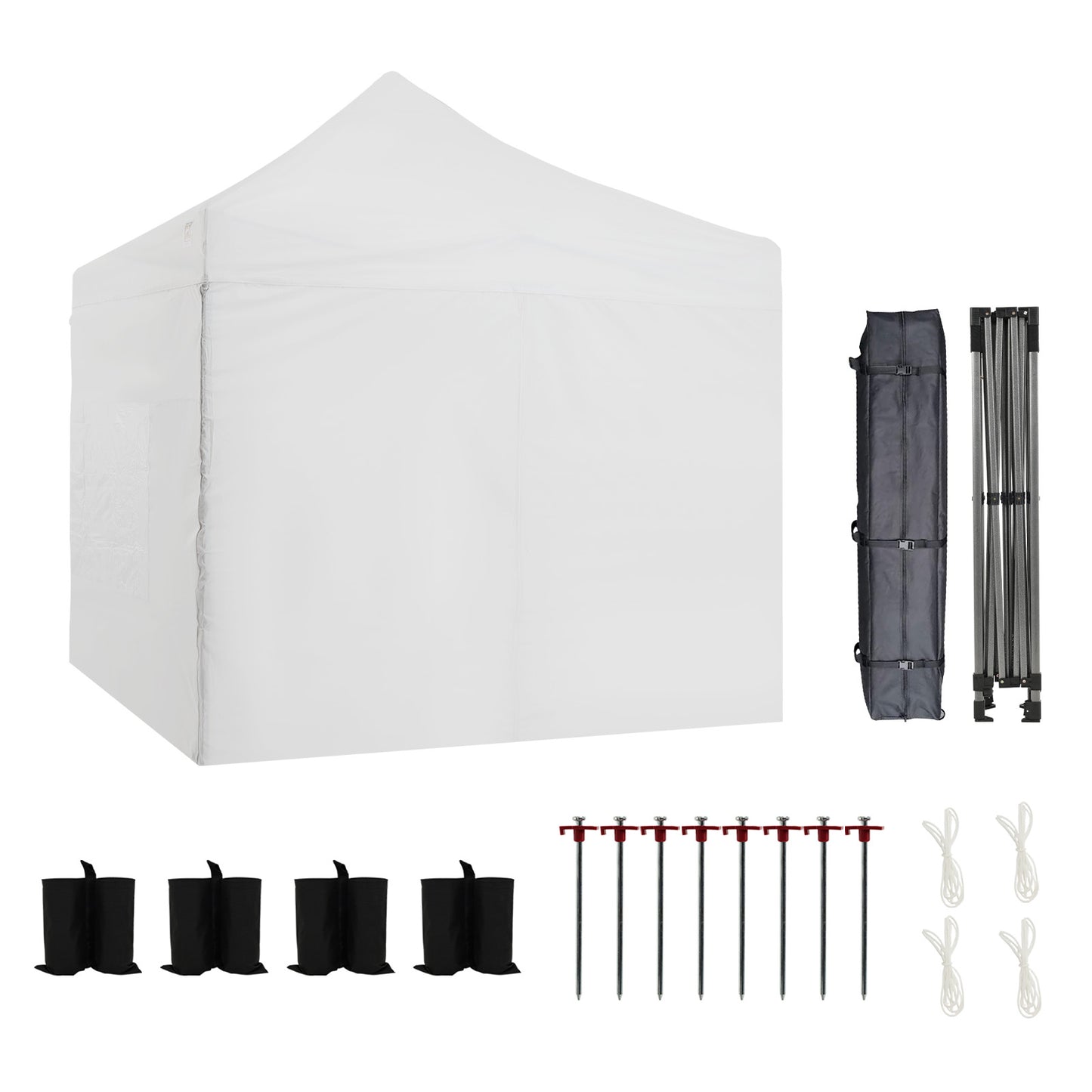 10x10 ft. Pop Up Canopy Tent with Windows Sidewalls and Wheeled Bag