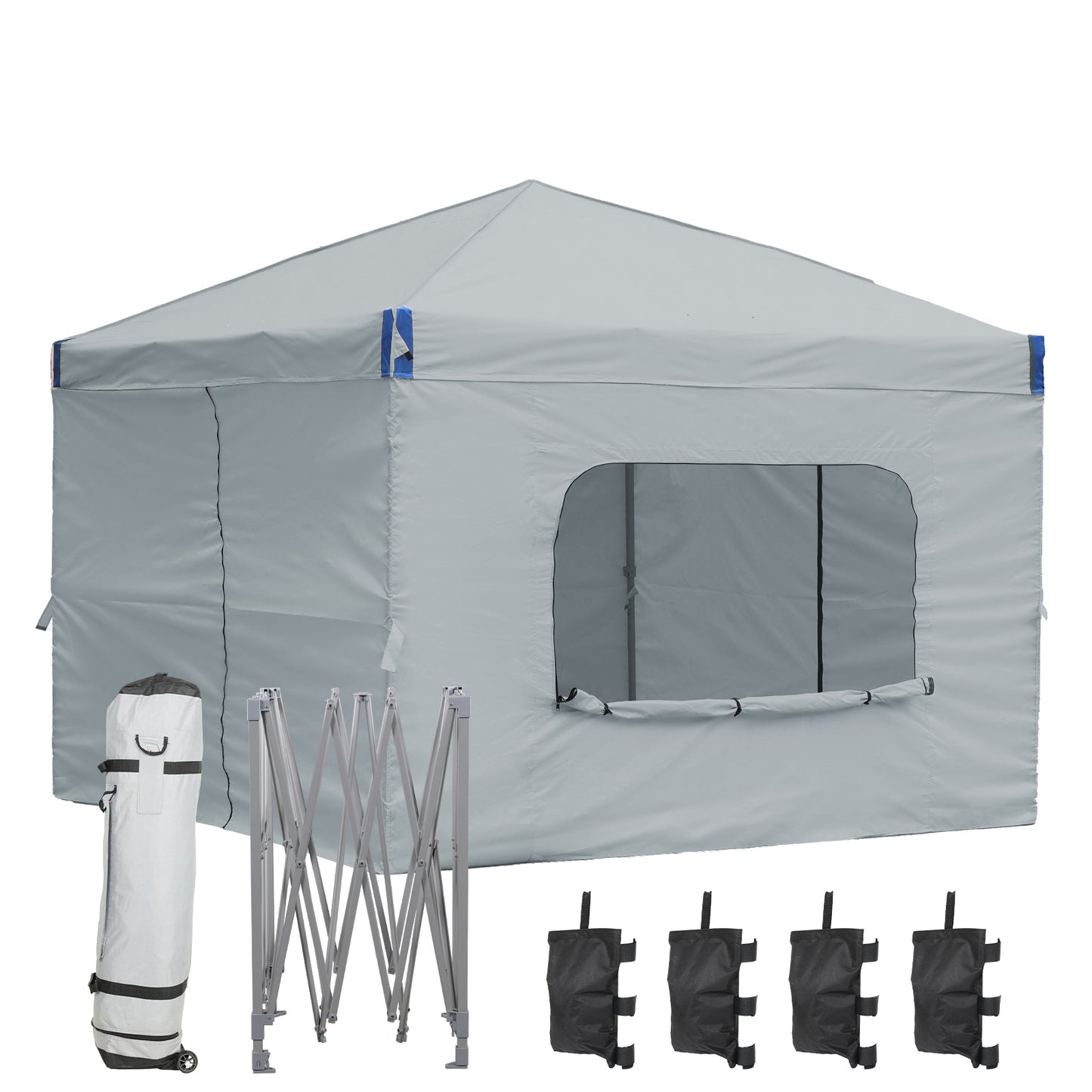 10x10/12x12 ft. Pop Up Canopy Tent with Curtain and Roller Bag