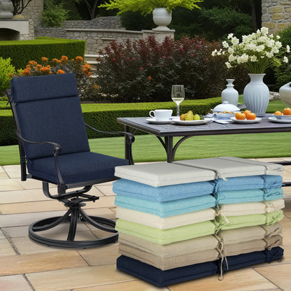 Outdoor High Back Dining Chair Cushion Set, Polyester Fabric, TPU Water Repellent Coating, Navy Blue