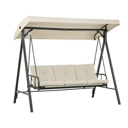 3-Person Outdoor Patio Swing Chair with Adjustable Canopy Furniture Aoodor