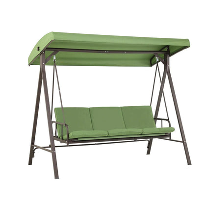 3-Person Outdoor Patio Swing Chair with Adjustable Canopy Furniture Aoodor