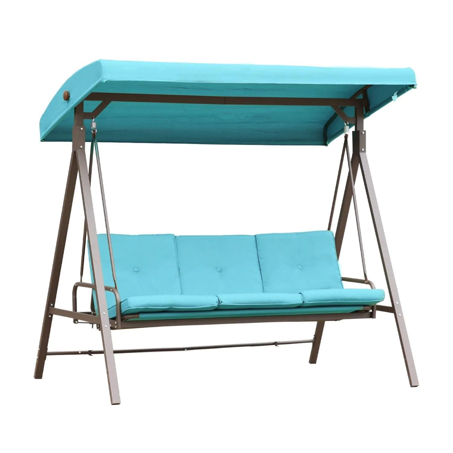 3-Person Outdoor Patio Swing Chair with Adjustable Canopy Furniture Aoodor