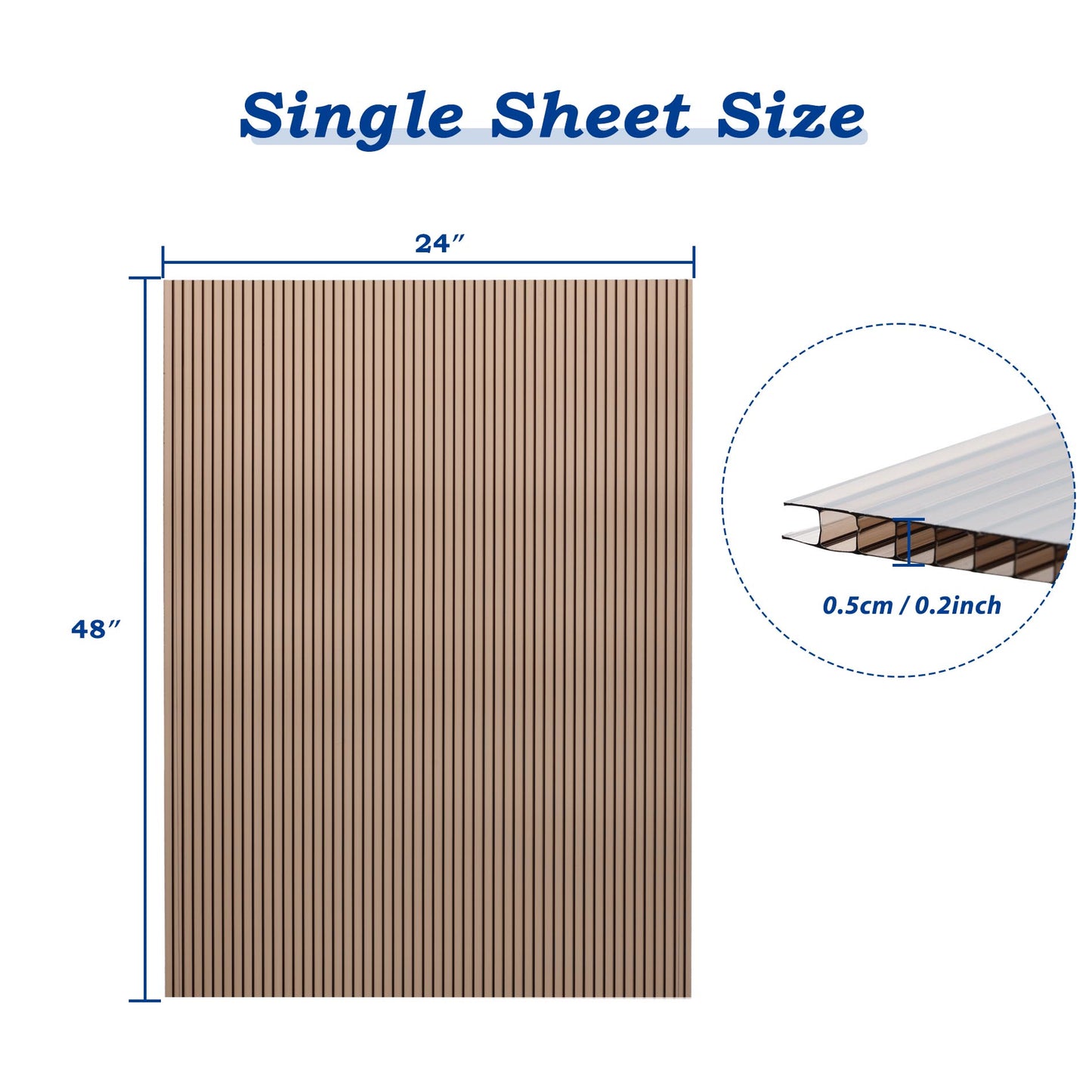 6 Pieces Polycarbonate Gazebo Proof Brown Panels