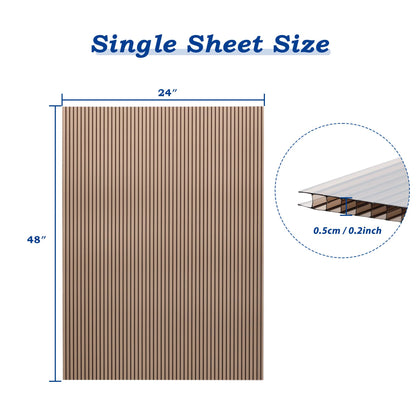 6 Pieces Polycarbonate Gazebo Proof Brown Panels