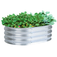 35(L)x24(W)x12(H)inch Galvanized Raised Garden Bed Kit, Outdoor Garden Planter Oval Large Boxes for Vegetables, Flowers, Herbs - Silver Aoodor