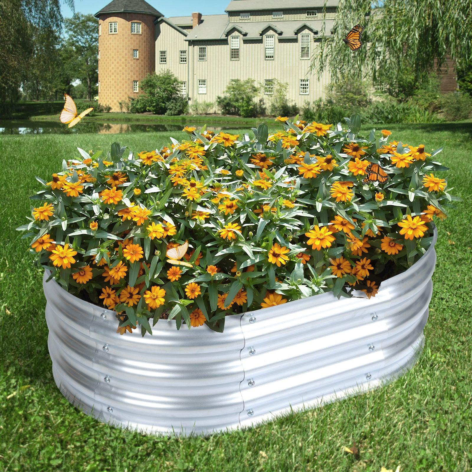 thumbnail image 2 of Rakukiri Raised Galvanized Metal Garden Bed – Large 5ft Planter Box For Vegetables, Flowers, Herbs 2 of 5