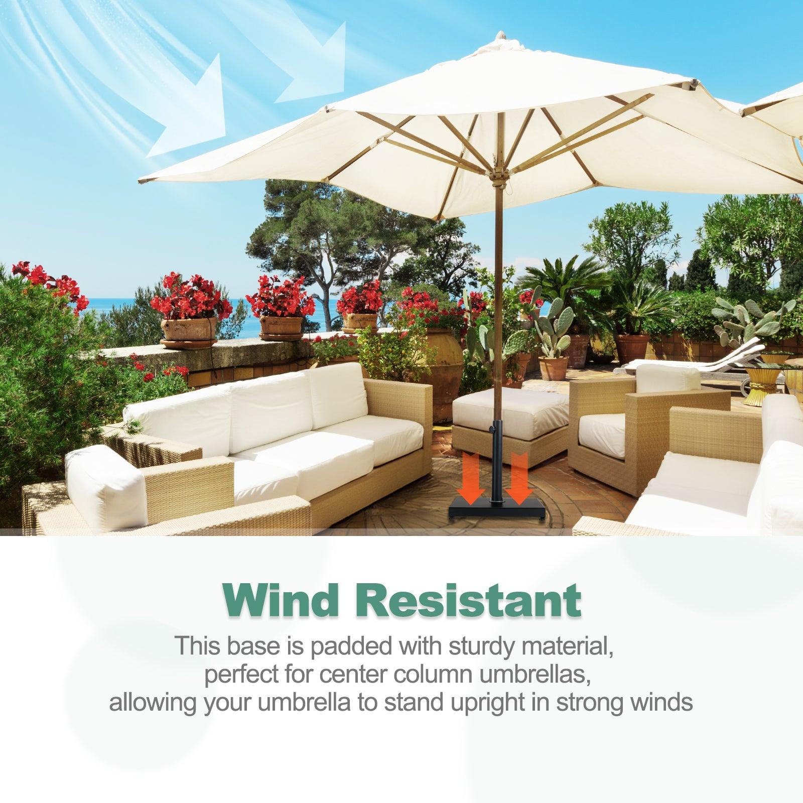 heavy duty outdoor patio table umbrella wind resistant Aoodor 39 lb Heavy Duty Patio Umbrella Base with wheels