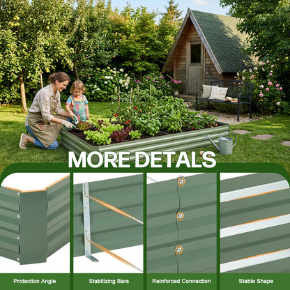 11" Tall Metal Raised Garden Bed, Galvanized Steel Planter Box - 8'x4'