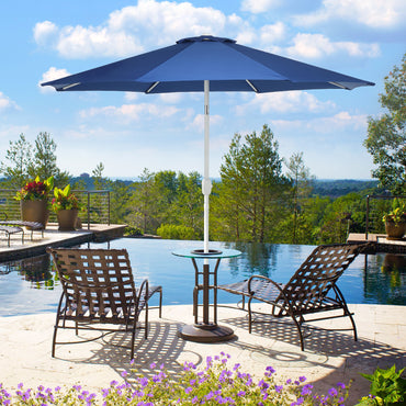 9 ft. Outdoor Patio Market Umbrella with 8 Sturdy Ribs, Push Button Tilt and Crank
