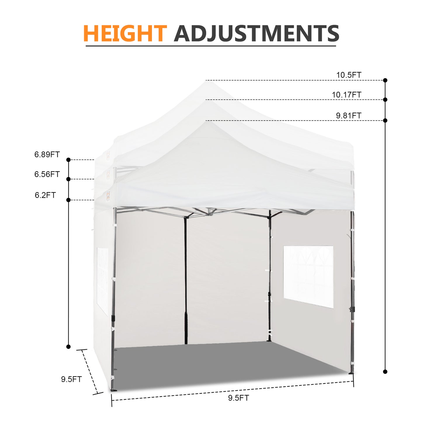 10x10 ft. Pop Up Canopy Tent with Windows Sidewalls and Wheeled Bag
