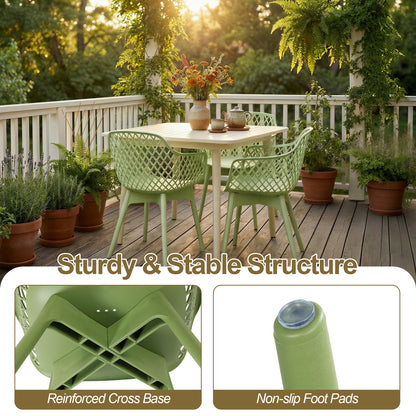 Modern Dining Chairs Set, Weather-Resistant Plastic Cafe Chairs