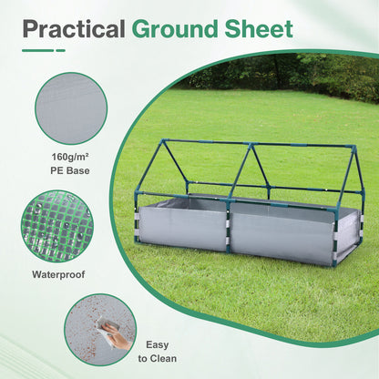 Raised Garden Bed with Mini Greenhouse Cover, Green PE Planter Box Kit