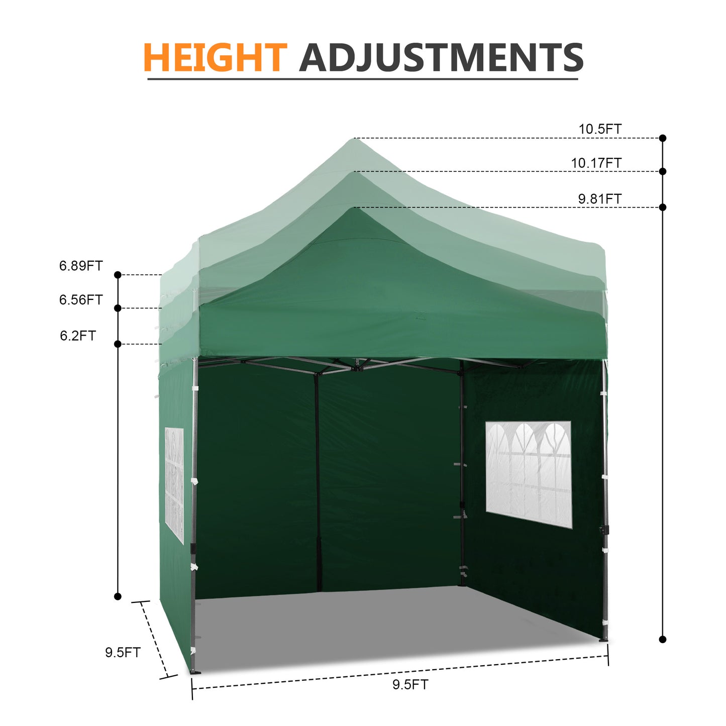 10x10 ft. Pop Up Canopy Tent with Windows Sidewalls and Wheeled Bag