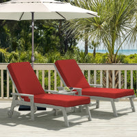 72x21x3 inch Patio Chaise Lounger Cushions Set of 2 - Wine Red - Aoodor 