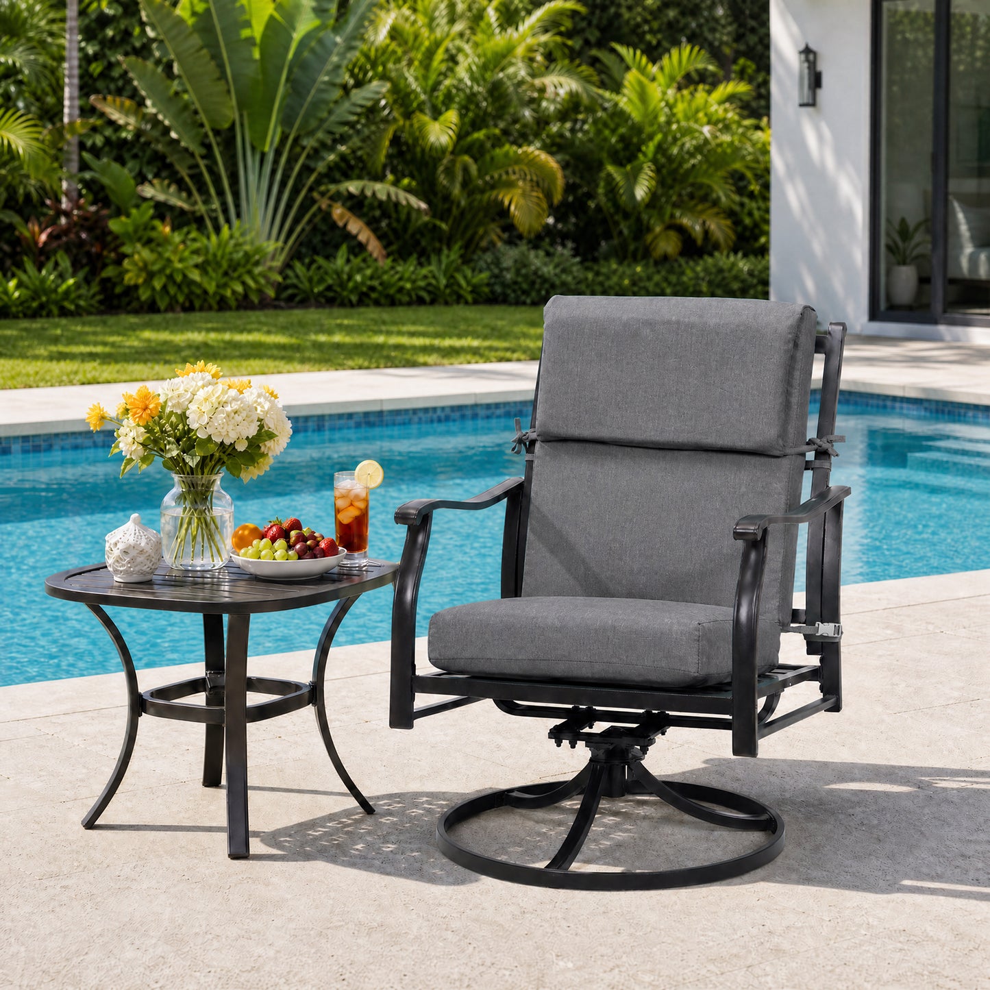 45x22x4 inch Outdoor High Back Patio Chair Cushions, Charcoal