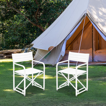34(H) inch Outdoor Camping Chairs, Portable Patio Director's Chairs with Folding Aluminum Frame