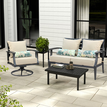 Patio Deep Chair Cushion, 2 Back 2 Seater 2 Pillow, Brown Aoodor 