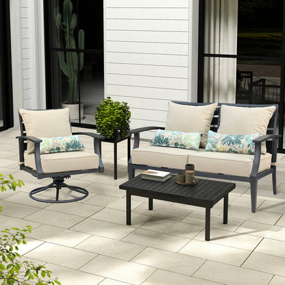 Patio Deep Chair Cushion, 2 Back 2 Seater 2 Pillow, Brown