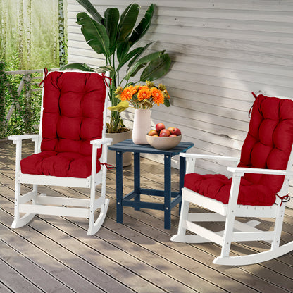 Tufted Outdoor High Back Chair Cushions Patio Replacement Cushion, Red