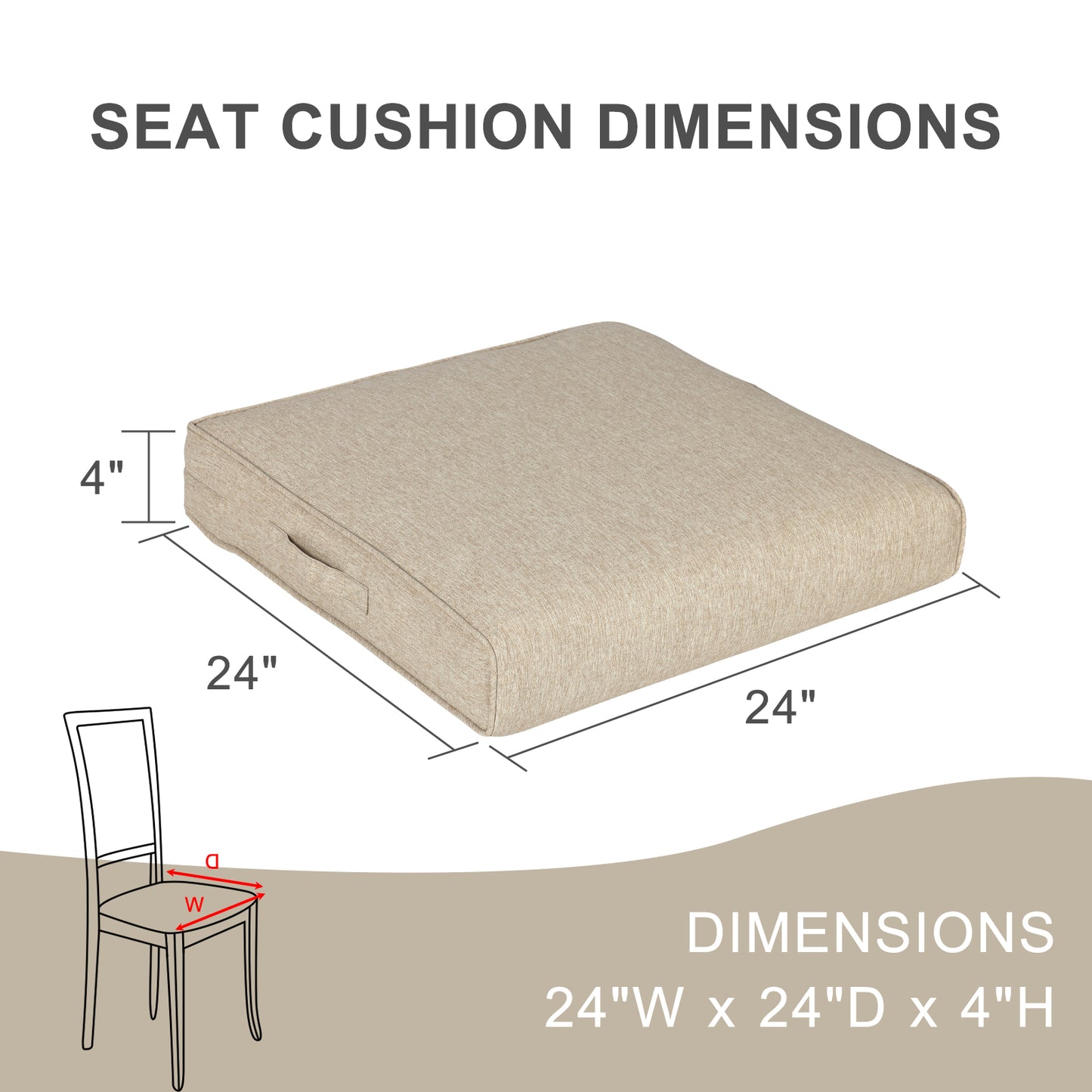 Outdoor Chair Cushions Set of 2 with Handle and Ties, Water Resistant Patio Seat Pads, Brown Aoodor 