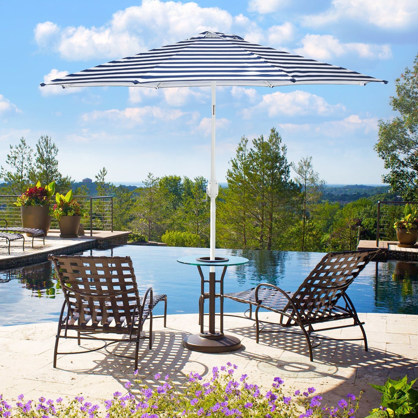 9 ft. Outdoor Patio Market Umbrella with 8 Sturdy Ribs, Push Button Tilt and Crank