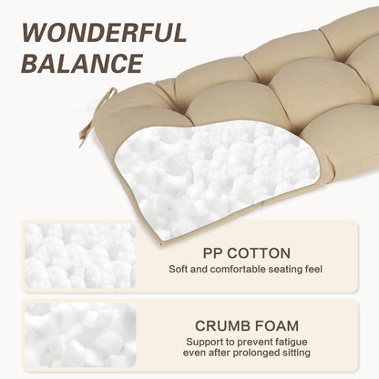 Outdoor Polyester Tufted Bench Cushion, Water & Fade Resistant, Khaki
