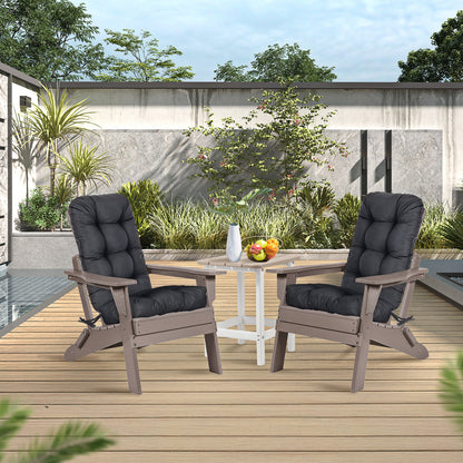 Outdoor High Back Tufted Adirondack Chair Cushion, Patio Rocking Chair Cushions with Ties, Set of 2, Dark Gray