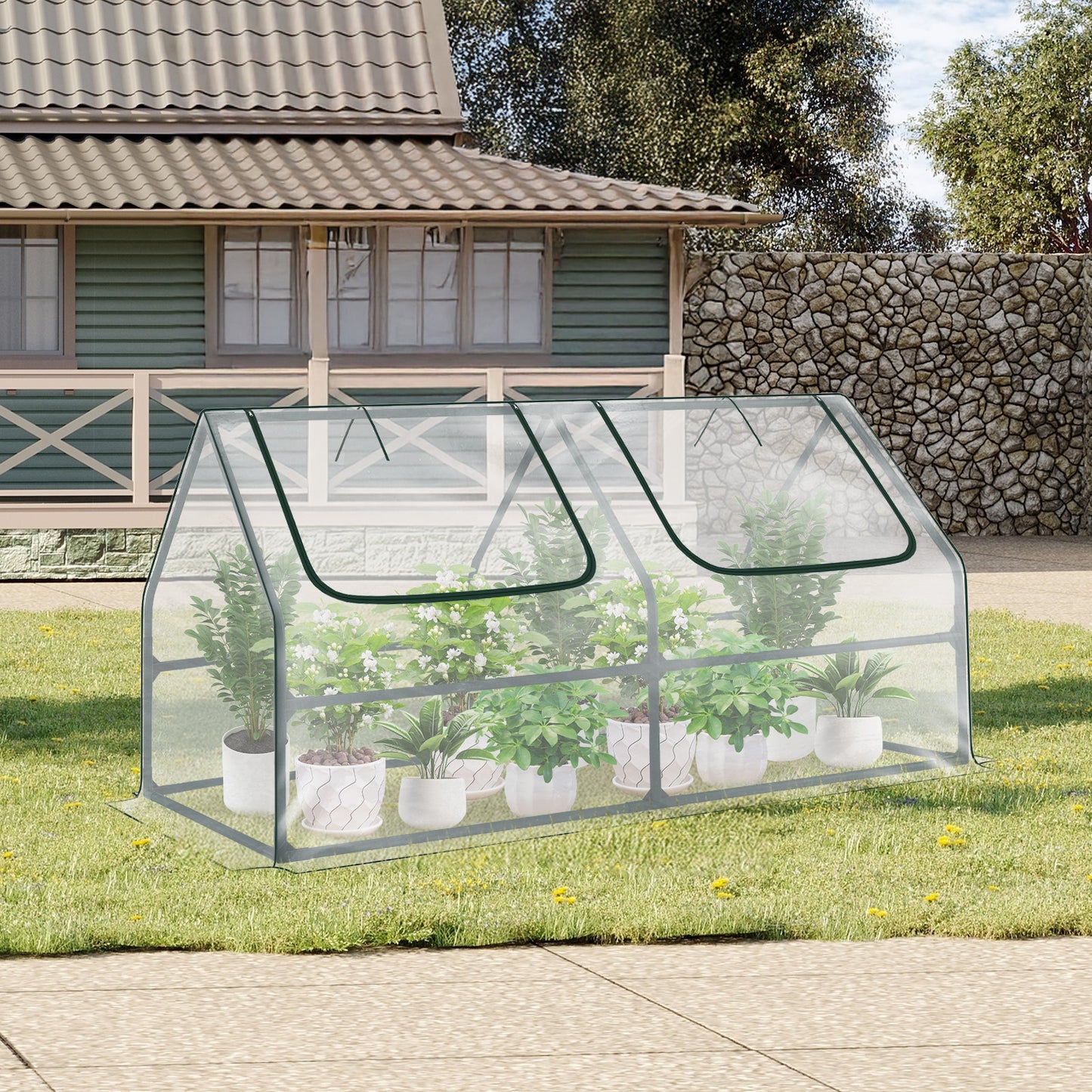 6x3x3 ft. Mini Greenhouse with 2 Zipper Doors, Water Resistant UV Protected