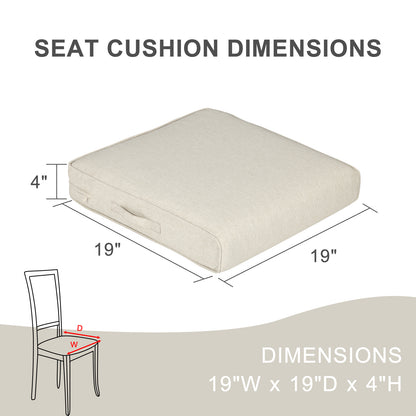 Outdoor Chair Cushions Set, Patio Chair Seat Pads with Handle and Ties, Beige
