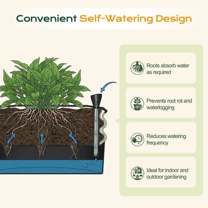 11" Tall Galvanized Raised Garden Bed, Self-Watering Planter Box - 31.5"x16.5"