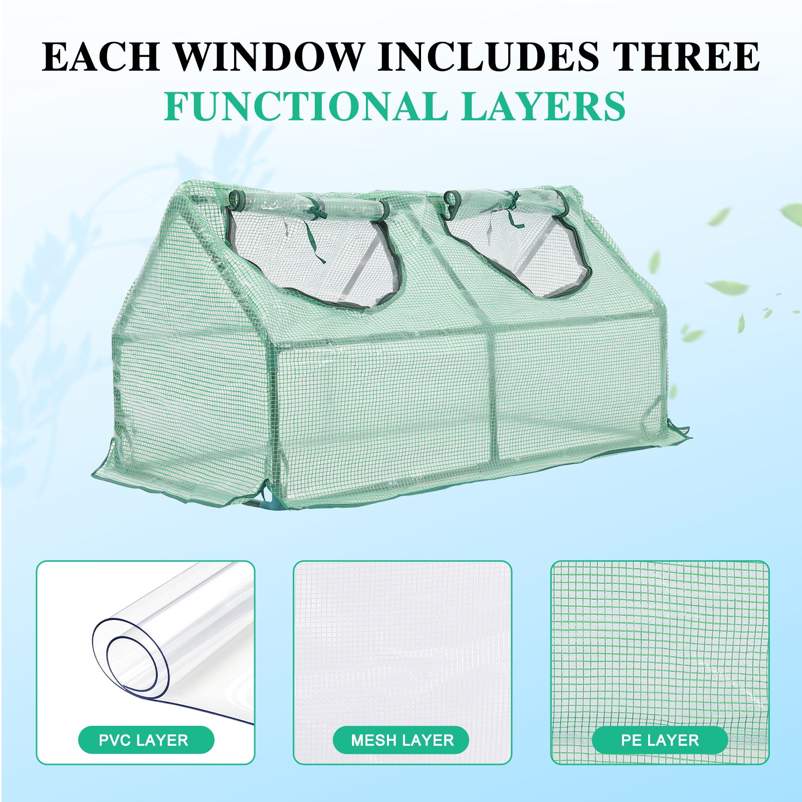 3-in-1 Mini Greenhouse Kit, Small Greenhouse with Triple-Layer Window - Aoodor 